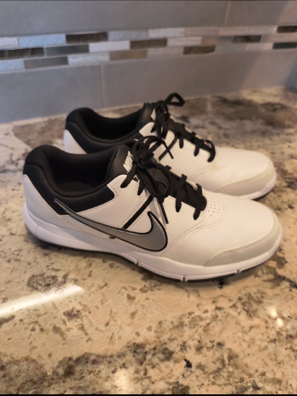 Nike Men’s White and Black Golf Shoes